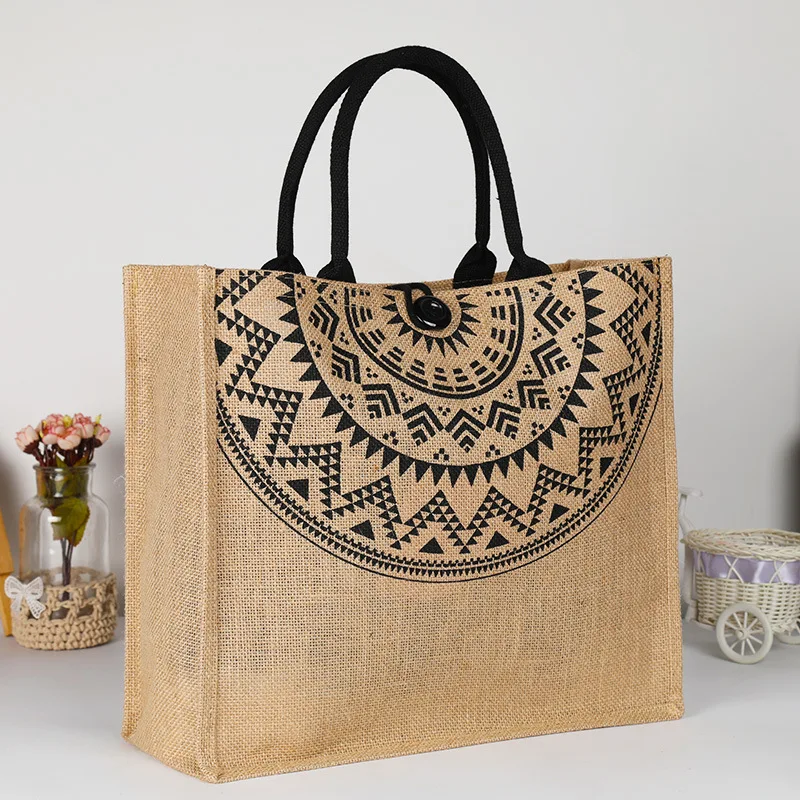 

Blank Burlap Jute Tote Bags with Handles Wedding Bridesmaid Gift Bag Art Crafts Reusable Grocery Organizer Shopping Handbag