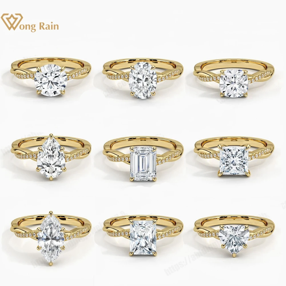 Wong Rain 18K позолоченные фотообои серебряные 3EX VVS1 D Цвет 1 карат искусственные