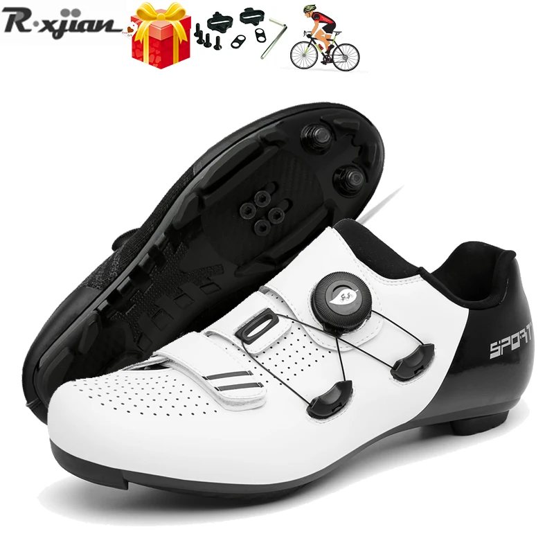 

Men Cycling Shoes Mtb Bike Sneakers White Cleat Non-slip Road Biking Shoes Summer Breathable Women Spd Flat Racing Footwear 2022