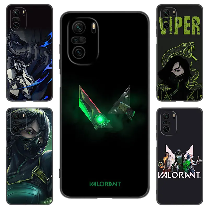Черный силиконовый чехол для телефона Valorant Game Xiaomi POCO X3 X4 NFC F4 GT F5 F6 M4 M6 X5 X6 NEO Pro 5G M5