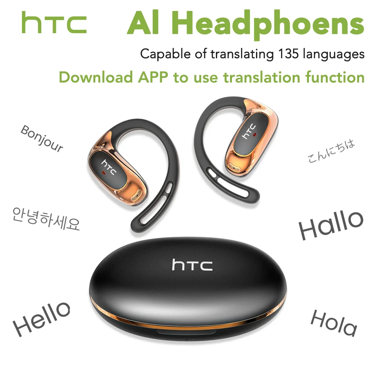 Фото HTC NE35 Bluetooth V6.0 Наушники AI-переводчик Наушники OWS Спортивные наушники Музыка Стере HD Бас Беспроводные наушники Longlife №1