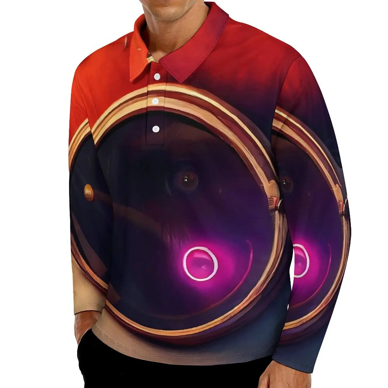 

Funny Animal Casual T-Shirts Pirate Bull Print Polo Shirts Men Street Style Shirt Autumn Long Sleeve Custom Top Big Size