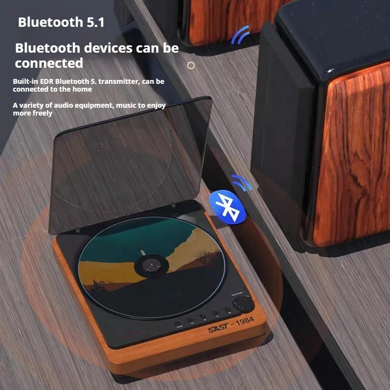 Фото SA058 Деревянный Hi-Fi CD-плеер, Bluetooth-подключение, цифровой оптический выход, воспроизведение без потерь через USB, инфракрасный пульт дистанционного управления №3