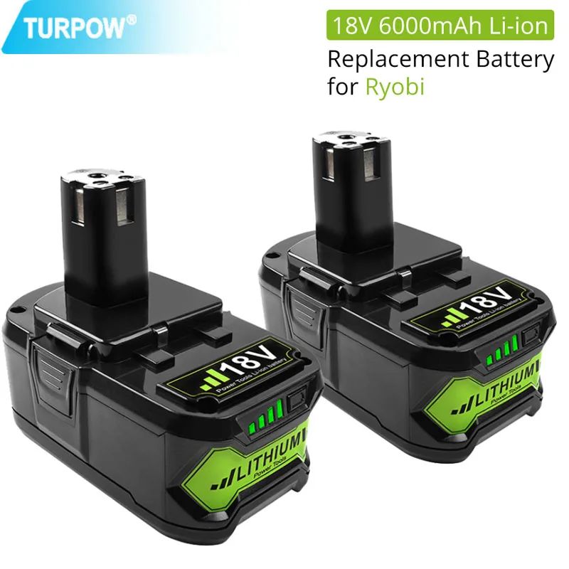 

Сменный аккумулятор Turpow для электроинструментов, аккумулятор для Ryobi 18 в 6000 мАч P108, аккумулятор RB18, литий-ионный перезаряжаемый аккумулятор