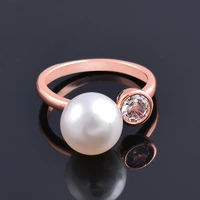 kioozol elegant pearl rings for women wedding rose gold silver color adjustable size ring jewelry 2022 new 082 ko1