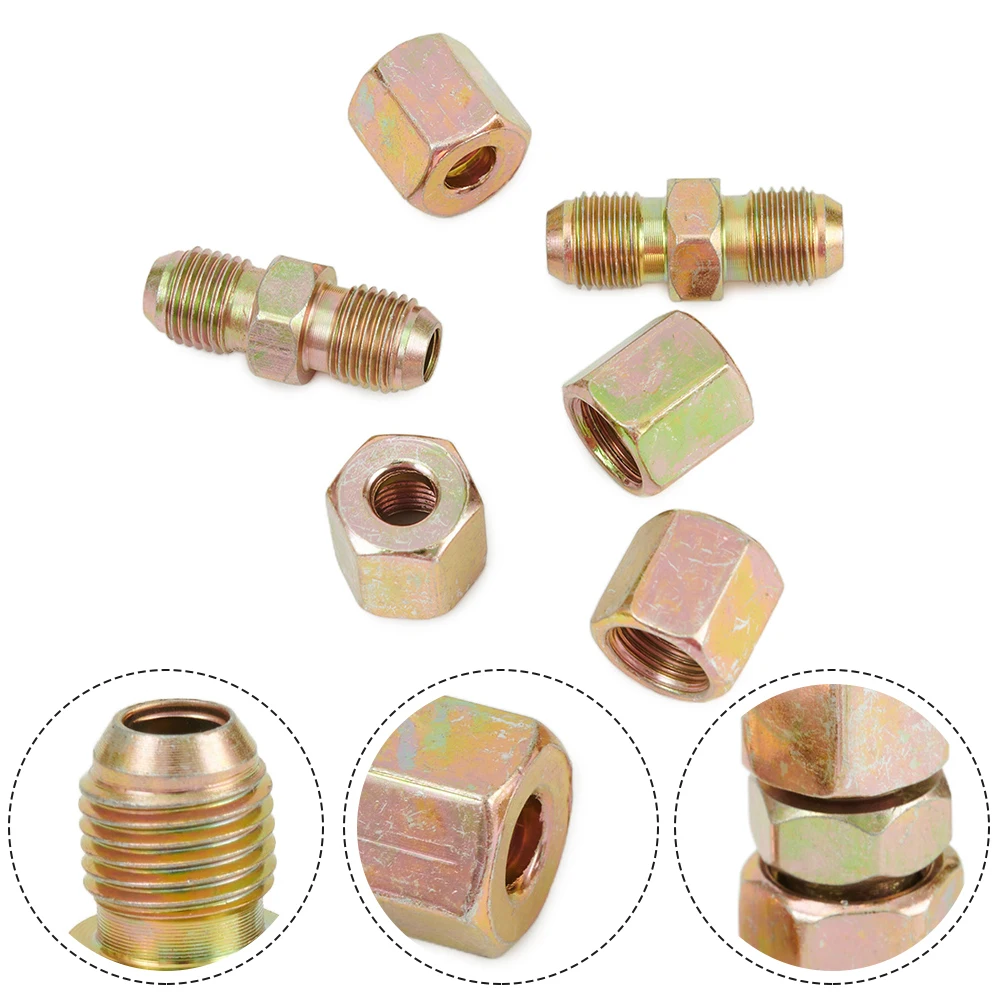 4Pcs Brake Pipe Line Fitting Connectors Male Female Kit 2 Way 10mmx1mm Roll Tube Coil Of 3/8" Metric Nuts Motorcycle Accessories