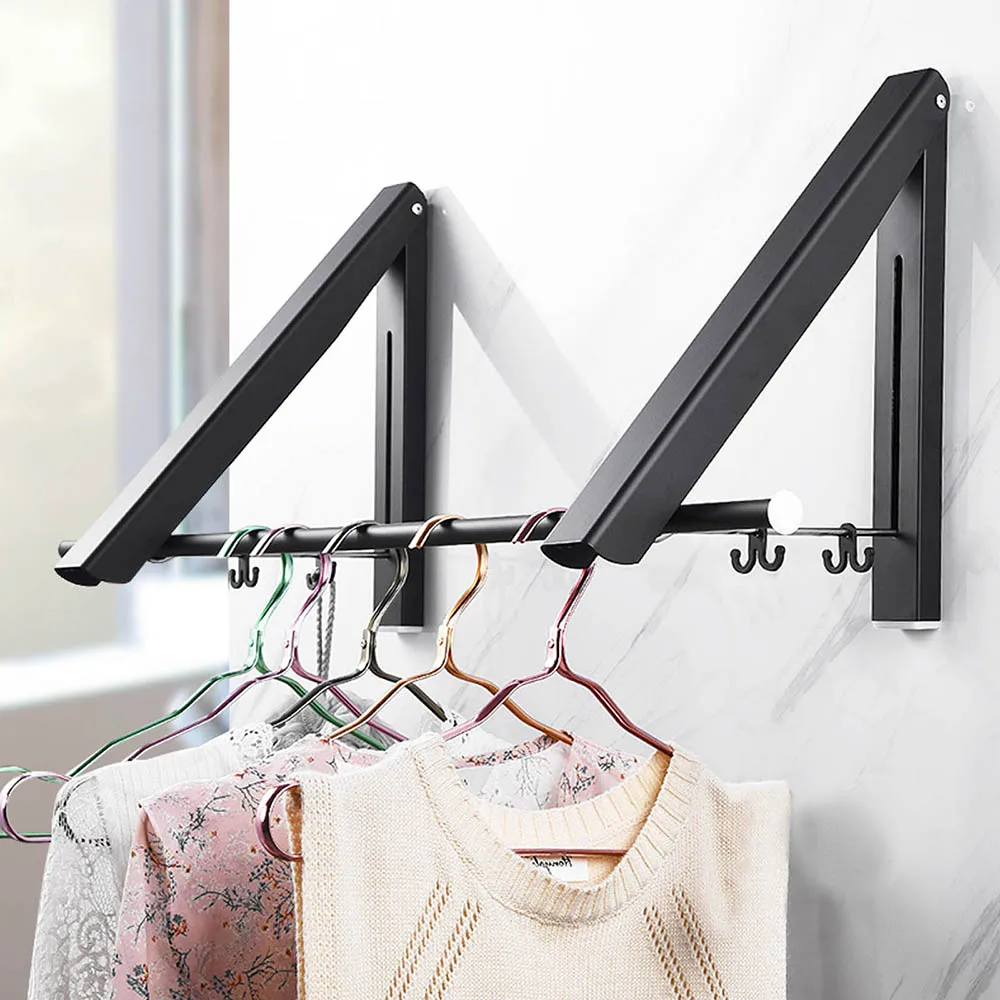 Portable Folding Clothes Hanger Hotel Wall-mounted Bathroom Drying Rack Household Retractable Invisible Clothes Rail Drying Rack