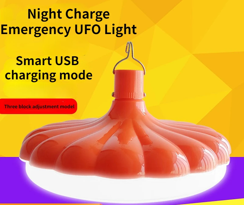 

Hot Sell LED Emergency Lights USB Super Bright Flying Saucer Outdoor Stall Night Market Camping Power Failure Pumpkin Lighting