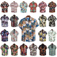 2022 New Hawaiian Beach Style Printing Trend Beautiful British Style Casual Flower Shirt Men's Casual Short Sleeve Lapel Shirt