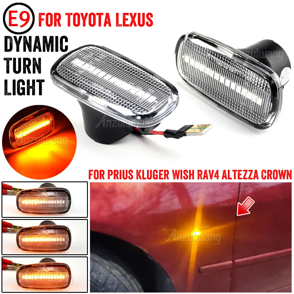 

2Pc Dynamic LED Side Marker Light Turn Signal Lamp For Toyota Altezza Wish Land Cruiser 200 Prado 120 WiLL Cypha VS Prius 2 RAV4