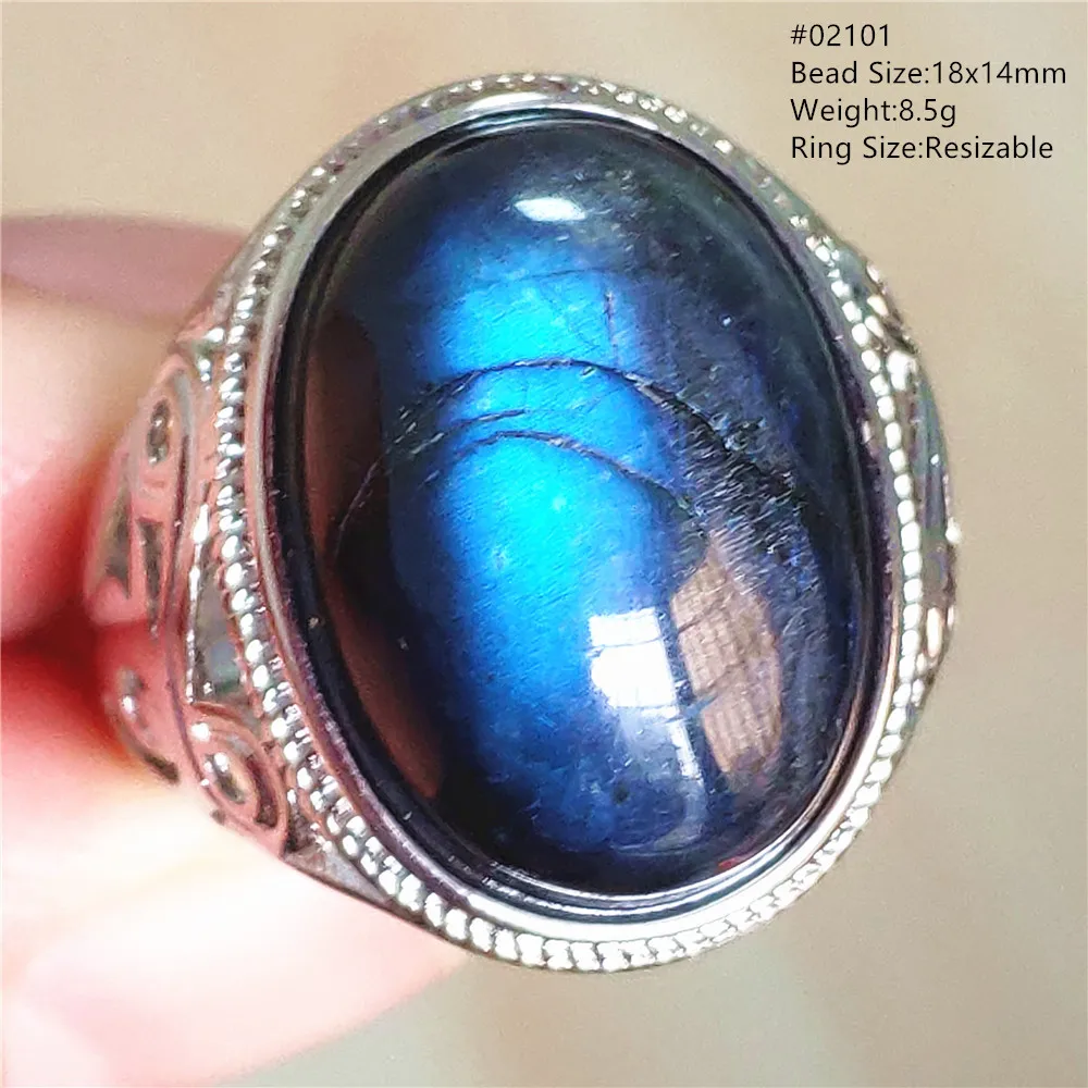 Натуральный черный лабрадорит регулируемое кольцо ювелирные изделия