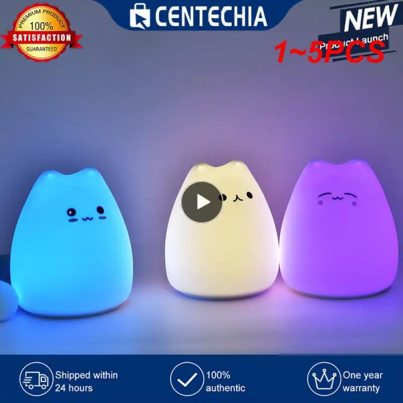 

1 ~ 5 шт. мини кавайная популярная Ночная лампа в виде кошек, 7 цветов, прикосновение, защита глаз, прикроватный ночник для спальни, подарок