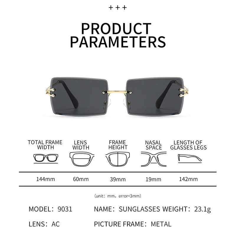XJiea солнцезащитные очки без оправы с градиентными линзами набор из 10 шт. для