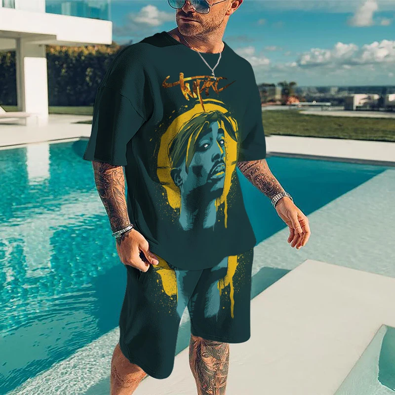 Outfits For Men Summer Clothes Trend 3D Printed T-shirt Shorts 2-Piece Street Fashion Hip Hop Style Set Men's Sportswear