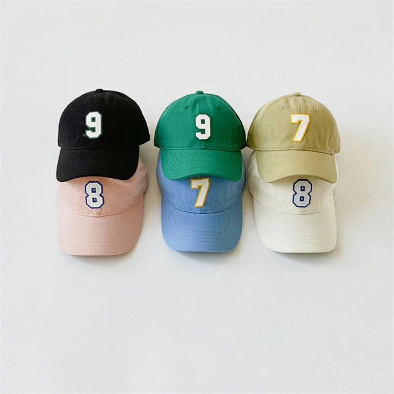 

2022 new kids' baseball caps for outdoor sport spring summer cotton Adjustable number baby hats for 3-6Y boys girls hip hop hat