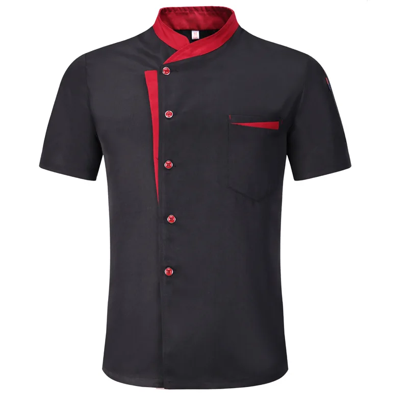 Chef Overalls Men's Short-Sleeved Summer Thin plus-Sized Kitchen Dining Canteen Black Breathable Uniform