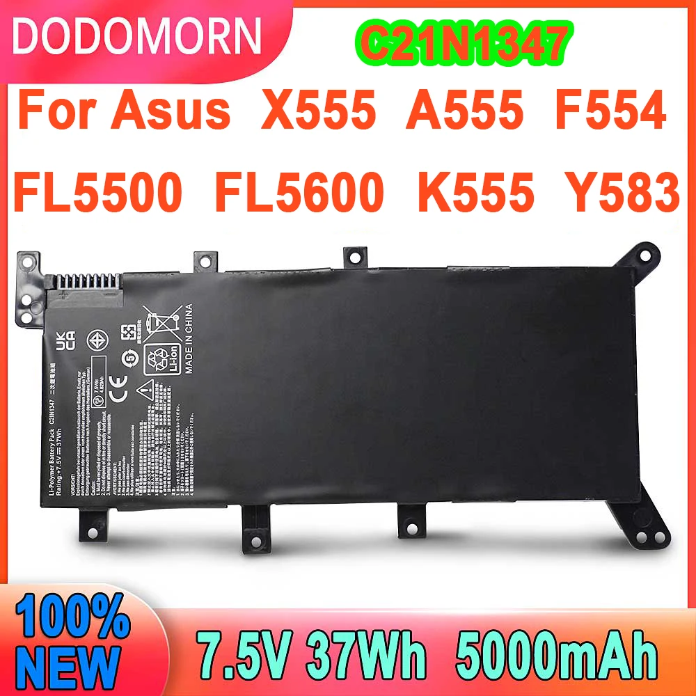 

Аккумулятор DODOMORN C21N1347 для ноутбука Asus X555 A555 F554 F555 FL5500 FL5600 K555 Y583 R556 VM510 VM590 W519 2ICP4/63/134