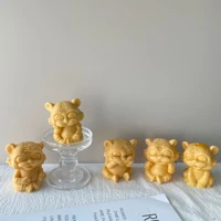 cute tiger candle silicone mold for handmade desktop decoration gypsum epoxy resin aromatherapy candle silicone mould