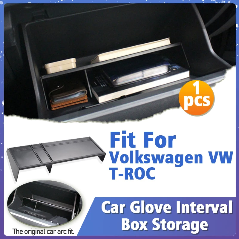 

Car Glove Interval Box Storage Co-pilot Glove Box Interval For Volkswagen VW T-ROC Interval Storage Insert Divider Accessories
