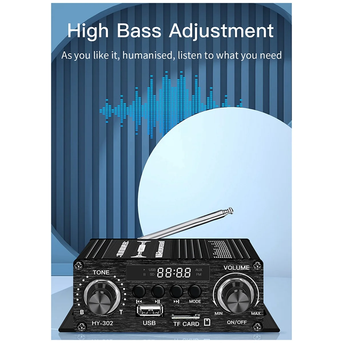 Цифровой усилитель Bluetooth 12 В для дома и автомобиля 2-канальный HIFI звуковой динамик