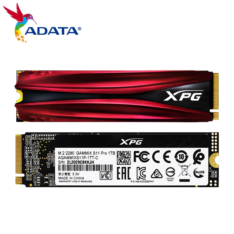 ADATA XPG GAMMIX S11 Pro M2 SSD NVMe 512 ГБ 1 ТБ 2 M.2 2280 PCIe Gen3x4 Внутренний твердотельный накопитель