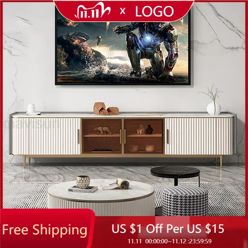 

Mavisun Living Room Set TV Stands Console Table White Paint Glass Door Modern Coffee Table Mueblesa Apartment Furniture WXHYH