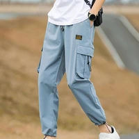2022 fabulous men cargo pants loose type elastic waist hip hop ankle banded drawstring male clothes jogger pants daily clothes