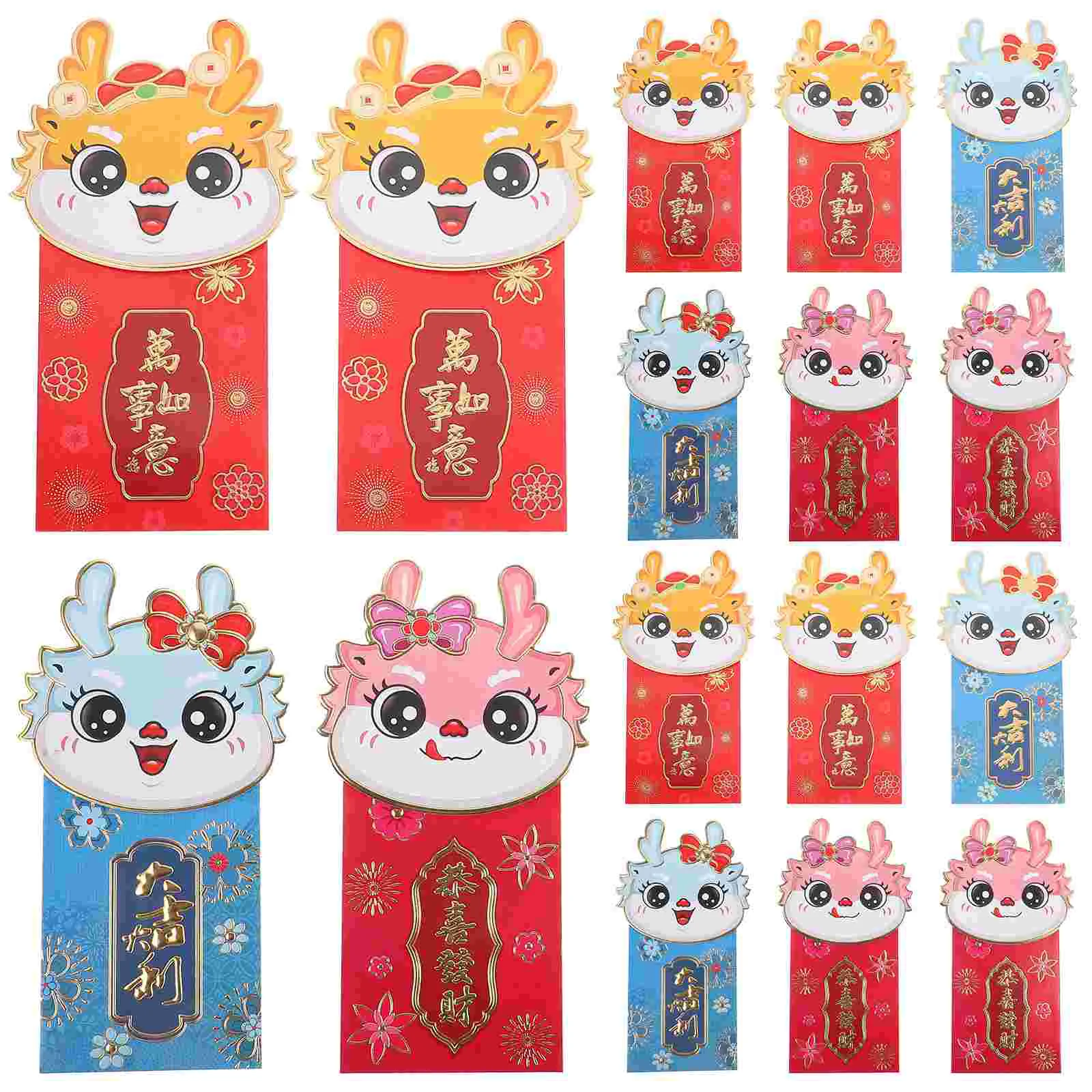 

6 Pcs Wallet New Year Red Envelope 2024 Luck Money Bag Zodiac Packet Chinese Dragon Paper Packets