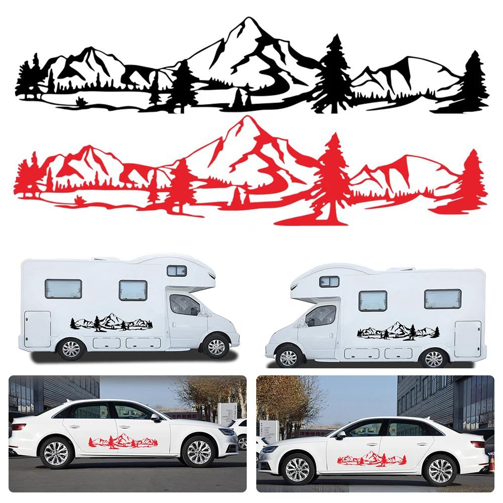 

1PCS Car Side Mountain Forest Totem Skirts Graphics Vinyl Sticker Decals Racing Sport Automobiles Body DIY Wrap Car Accessories