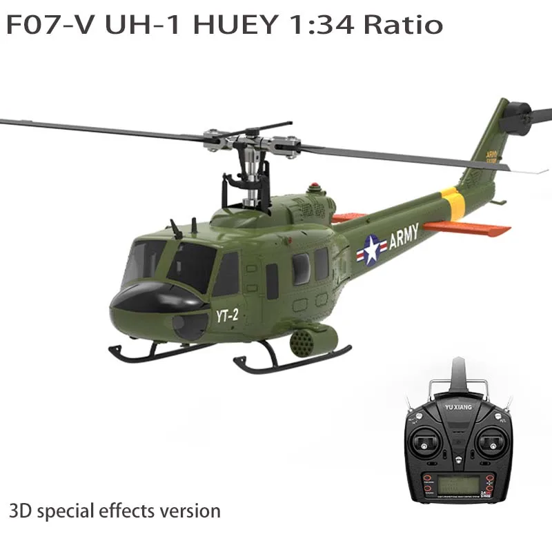 Фото 2025 Новый продукт Yuxiang F07-V 2.4G 6CH 3D UH-1 масштаб 1:34 Huey двойной бесщеточный двигатель Flybarless RC вертолет №1