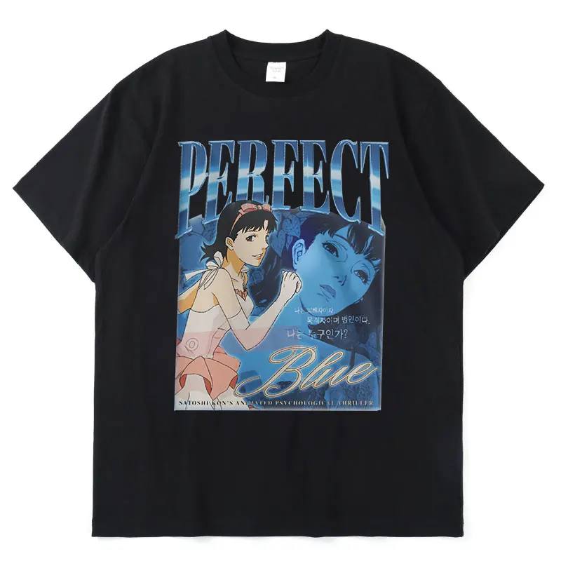 

Japanese Anime Perfect Blue Graphic Girl T-Shirt Manga Men's T-shirt Short Sleeve T-shirts Cotton Gothic Clothes Tees Unisex