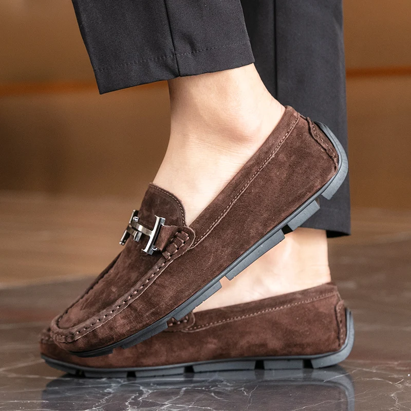 2023 Shoes Women 100% Genuine Leather Women Flat Shoes Casual Loafers Slip On Flats Shoes Moccasins Lady Driving Shoes