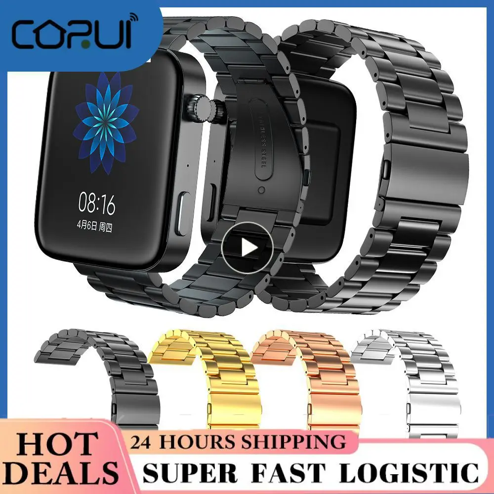 

Steel Buckle Strap Stainless Steel Straps 18mm Bracelet Smartwatch Wristbands Watch Band Replacement Watchband Wristband