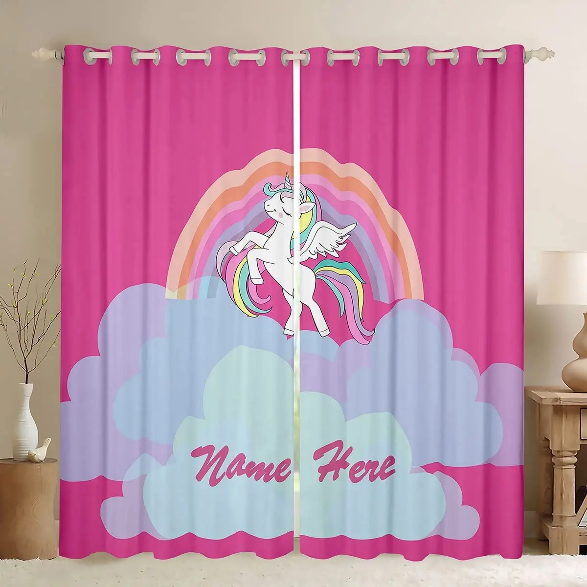 

Cute Magical Animal Unicorn Blackout Curtains 3D Print Window Curtains for Bedroom Living Room Decor Window Treatments