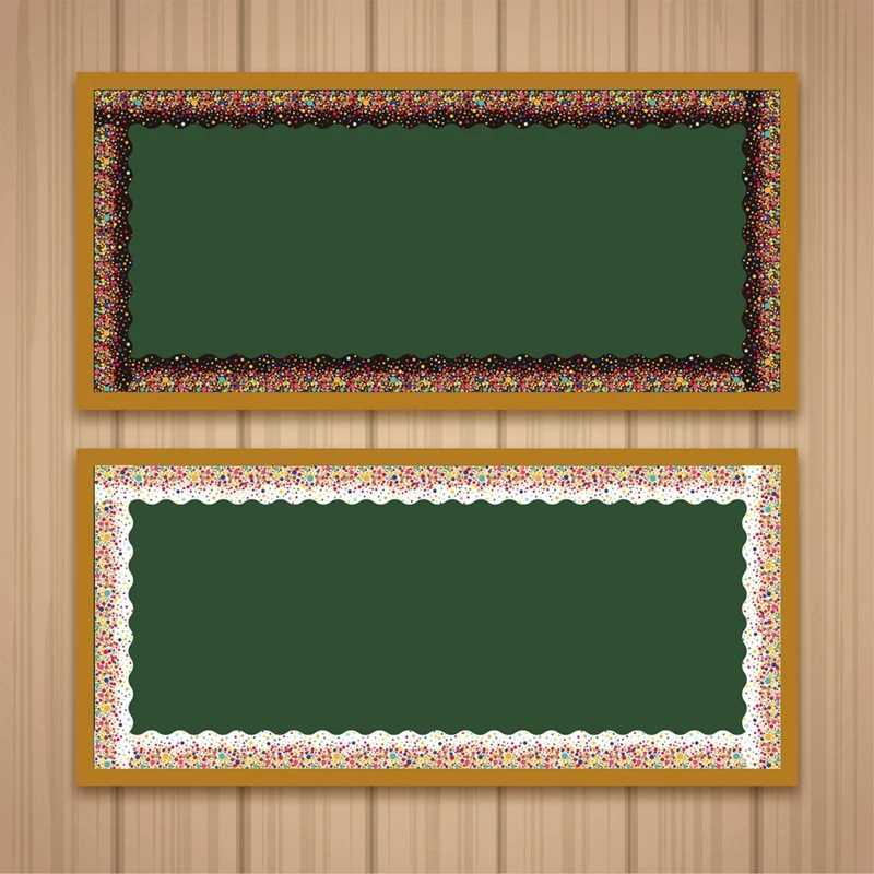 2 рулона бордюра для доски объявлений 131 фута/40 метров зубчатая отделка конфетти