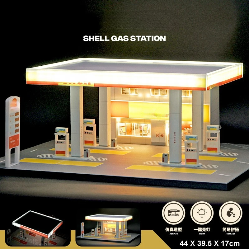 Модель автомобиля гаража заправочная станция модель в подарок 1/64