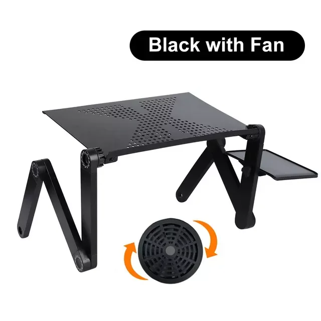 

Adjustable Laptop Stand Foldable Aluminum Laptop Desk With Large Cooling Fan & Mouse Pad For Bed, Sofa & Couch Lap Tray