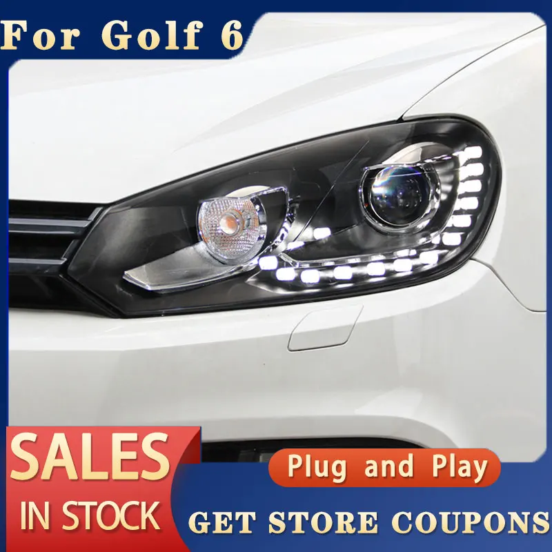 

Автомобильная передняя фара для Golf 6 2009-2012 R20 GTI Fiesta, светодиодная фара, Стайлинг, динамический поворотник, объектив, автомобильные аксессуар...