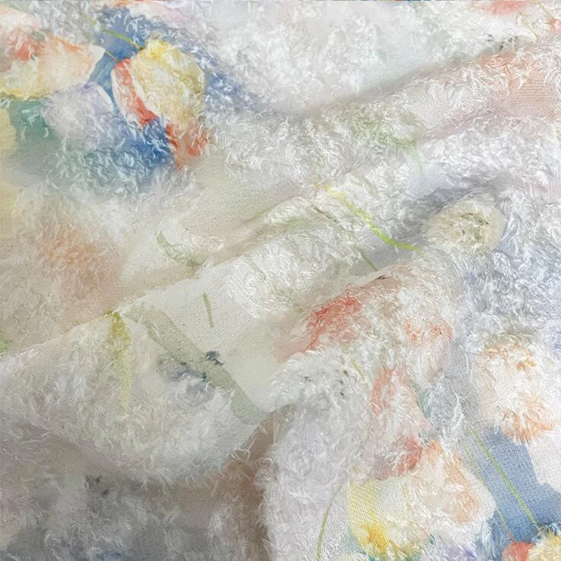 Акварельная ткань с цифровой печатью розовая жаккардовая французская ретро для