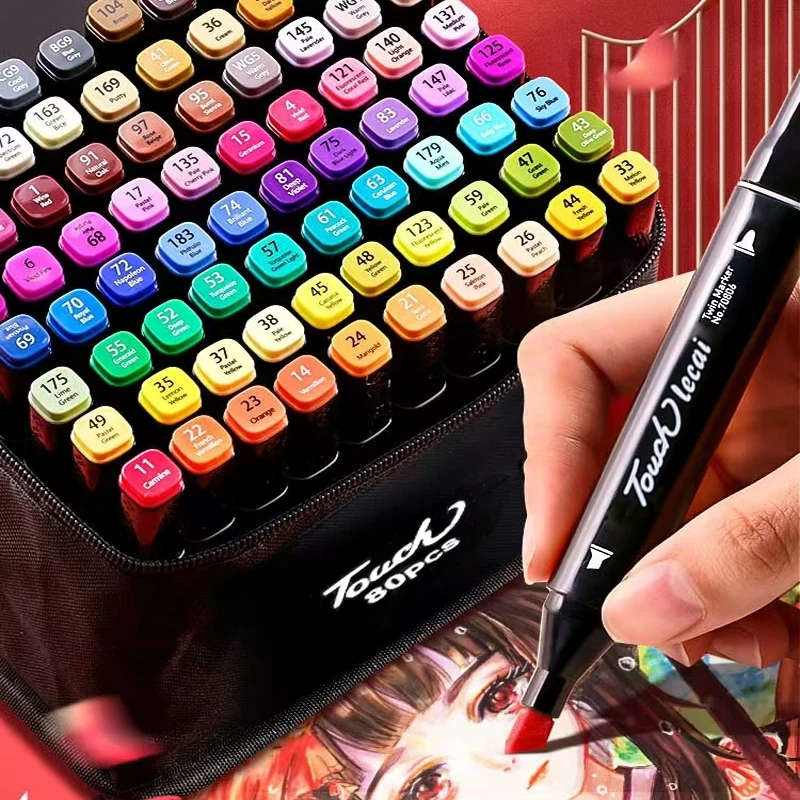 Markers 168 Color Drawing Accessories Oily Double Head Colored Markers Manga Art Painting Brush School Stationery Supplies