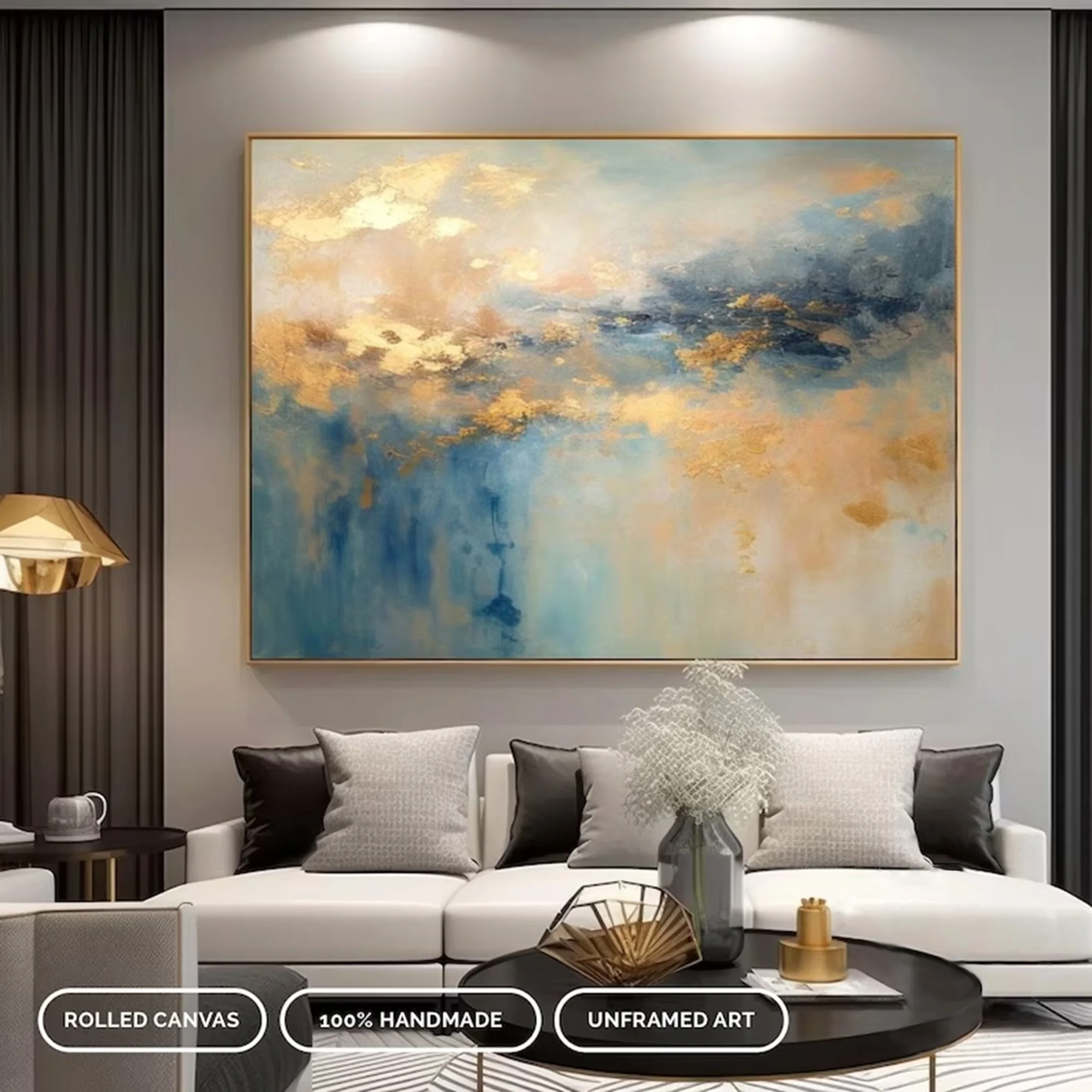 

Professional Handmade gold foil abstract oil painting on canvas Unframed customized posters for wall room decor senior artwork