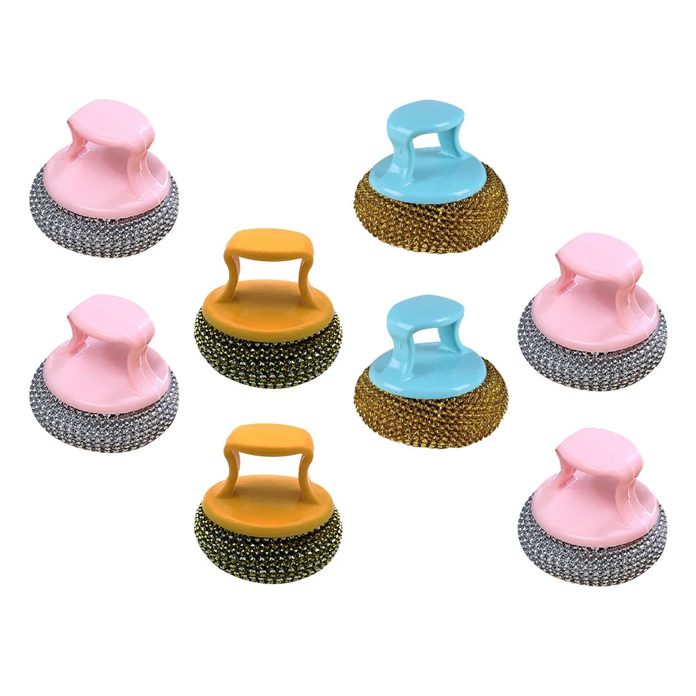 

Steel Stainless Scrubber Kitchen Dish Sponge Brush Cleaning Pads Metal Scouring Handlesponges Wool Pad Wokscrubbing Scrub Wire