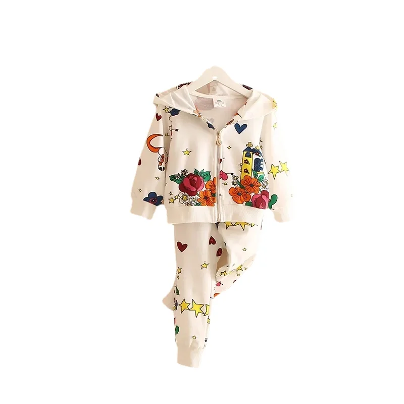 

2023 Spring Autumn Children Cotton Clothing Suit Baby Boys Girls Clothes Kids Sport Hoodies Pants Sets Fahion Tracksuits Casual