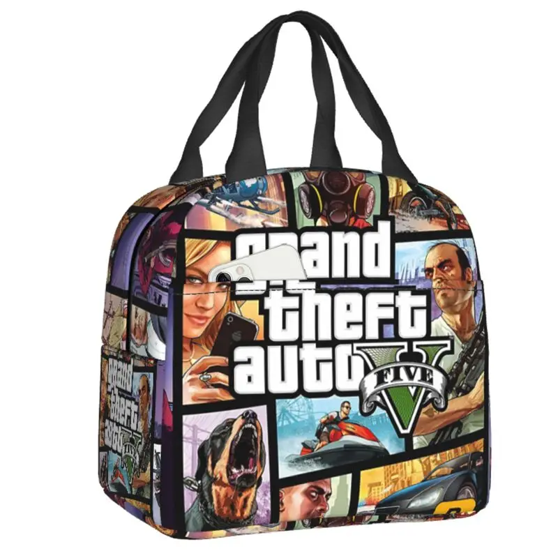 

Многоразовый Ланч-бокс GTA Grand Theft для женщин, водонепроницаемый кулер для видеоигр, Термоизолированный Ланч-бокс для детей и школы