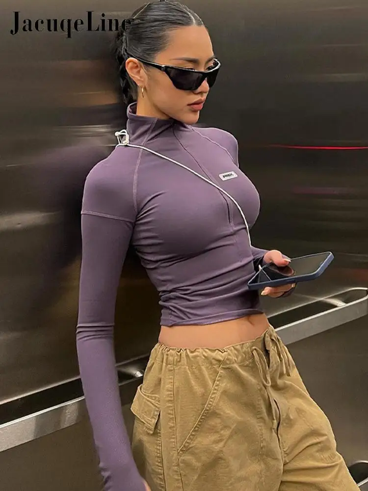 

Женская спортивная Водолазка с длинным рукавом, на молнии