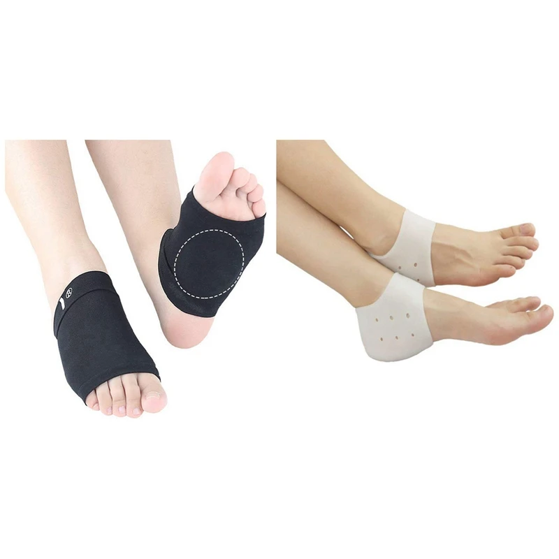 

3 Pairs Heel Cups Plantar Fasciitis Inserts, Gel Heel Pads Cushion With Compression Arch Support With Comfort Gel Pad