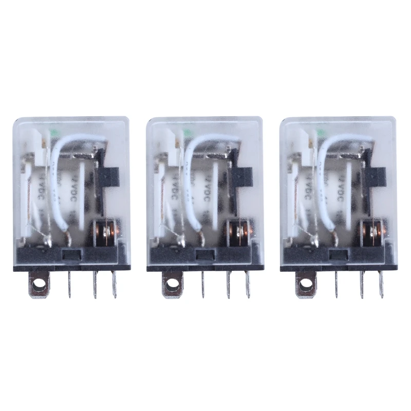 2X JQX-13F LY2 DC 12V Катушка 8-Pin DPDT зеленое светодиодный электромагнитное реле