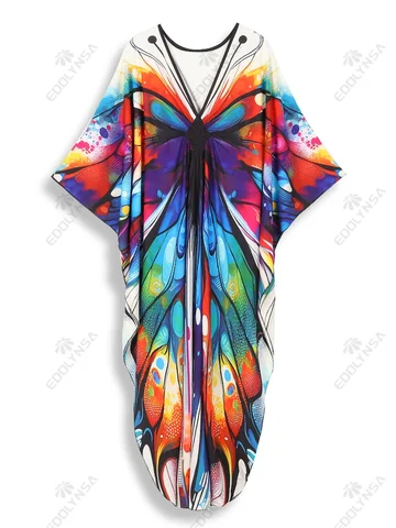 Женское платье-кафтан с принтом бабочки, Q1634
