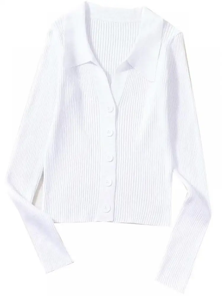 Aossviao Женский Пикантный Вязаный Кардиган-поло С V-образным Вырезом И Длинными