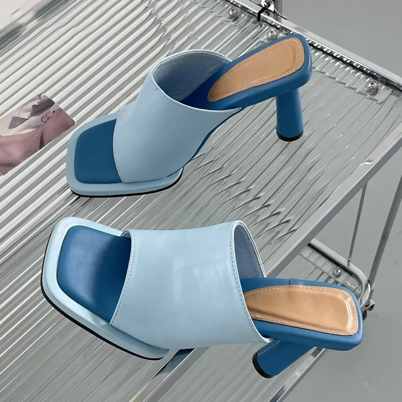 

Summer New Women Slipper Fashion Platform Square Toe High Heel Ladies High Quality Slides Outdoor Dress Party Sandals